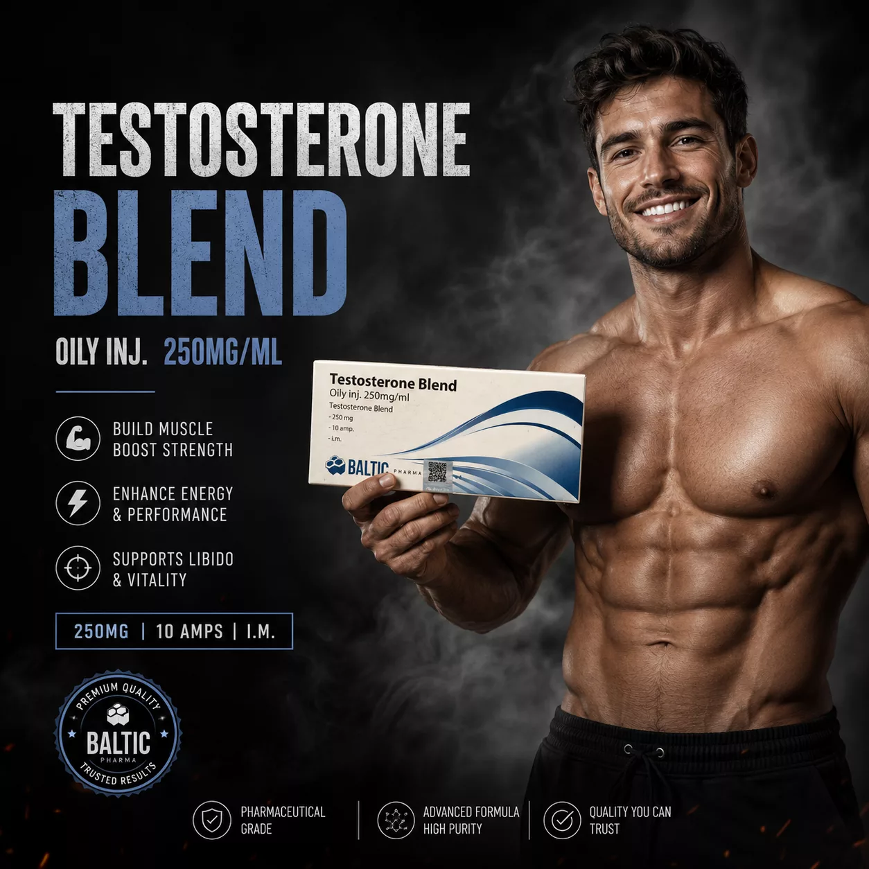 Buy Testosterone Blend AKA Sustanon 250mg/ml 10 x 1ml Ampoules Baltic Pharmaceuticals