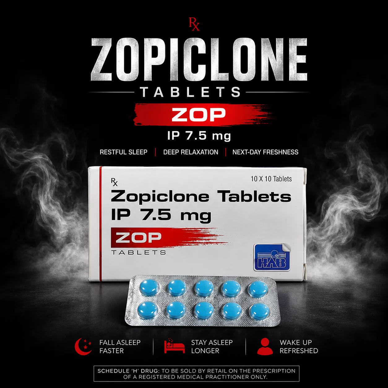 BUY ZOPICLONE 7.5 MG X 50 TABS BY HAB PHARMA