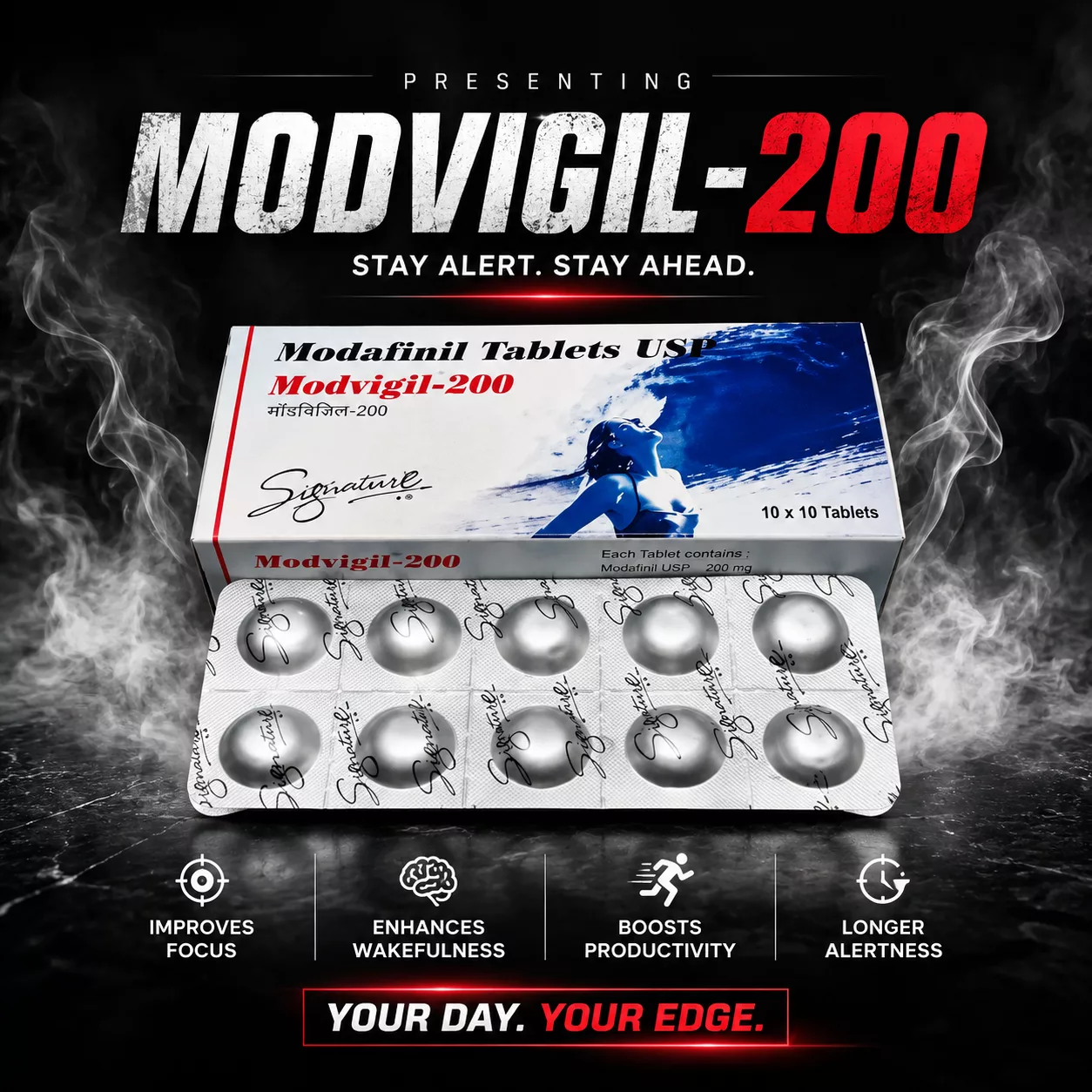 Buy Modafinil (Modvigil) - 200mg x 50 Tablets