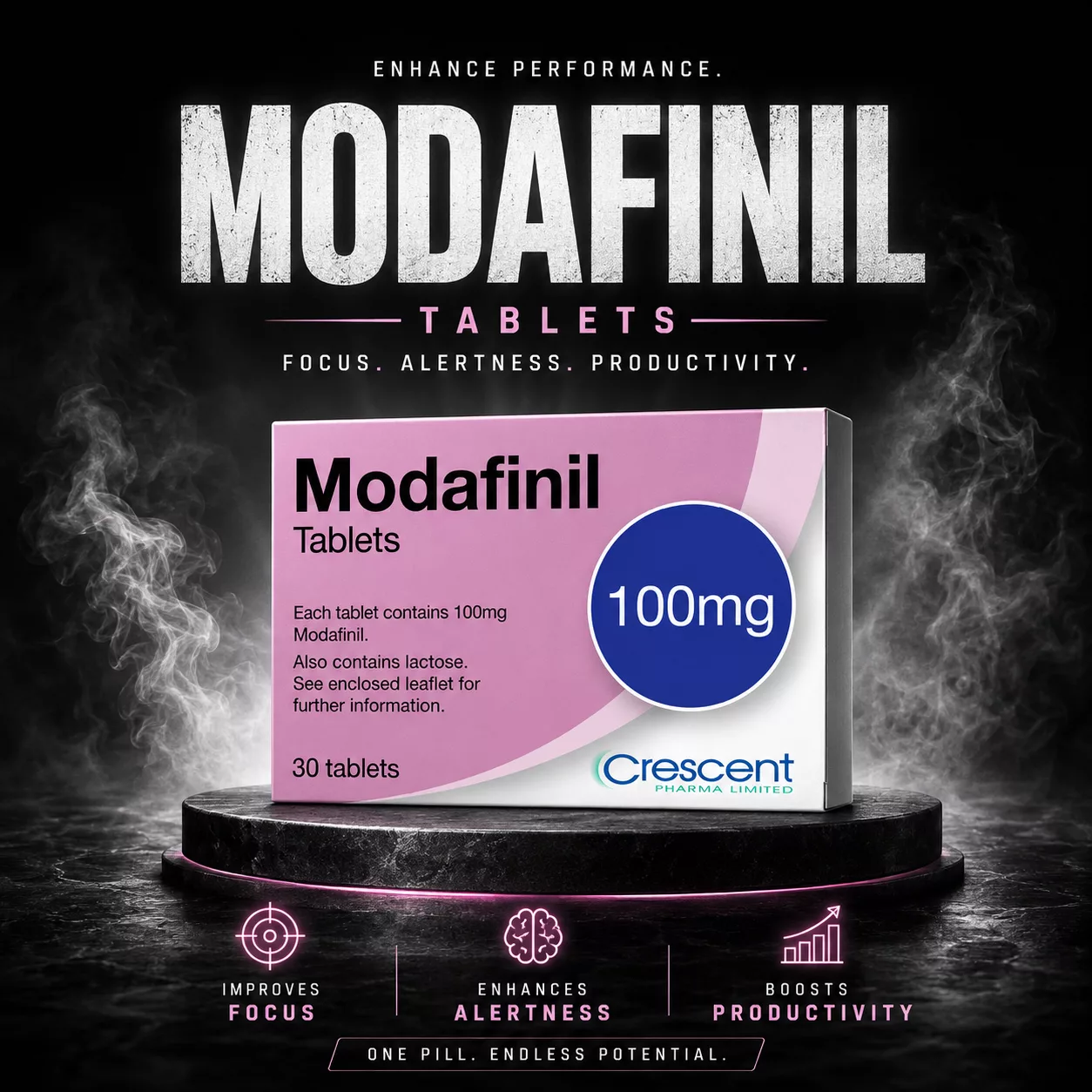 Buy Modafinil 100mg x 30 Tabs