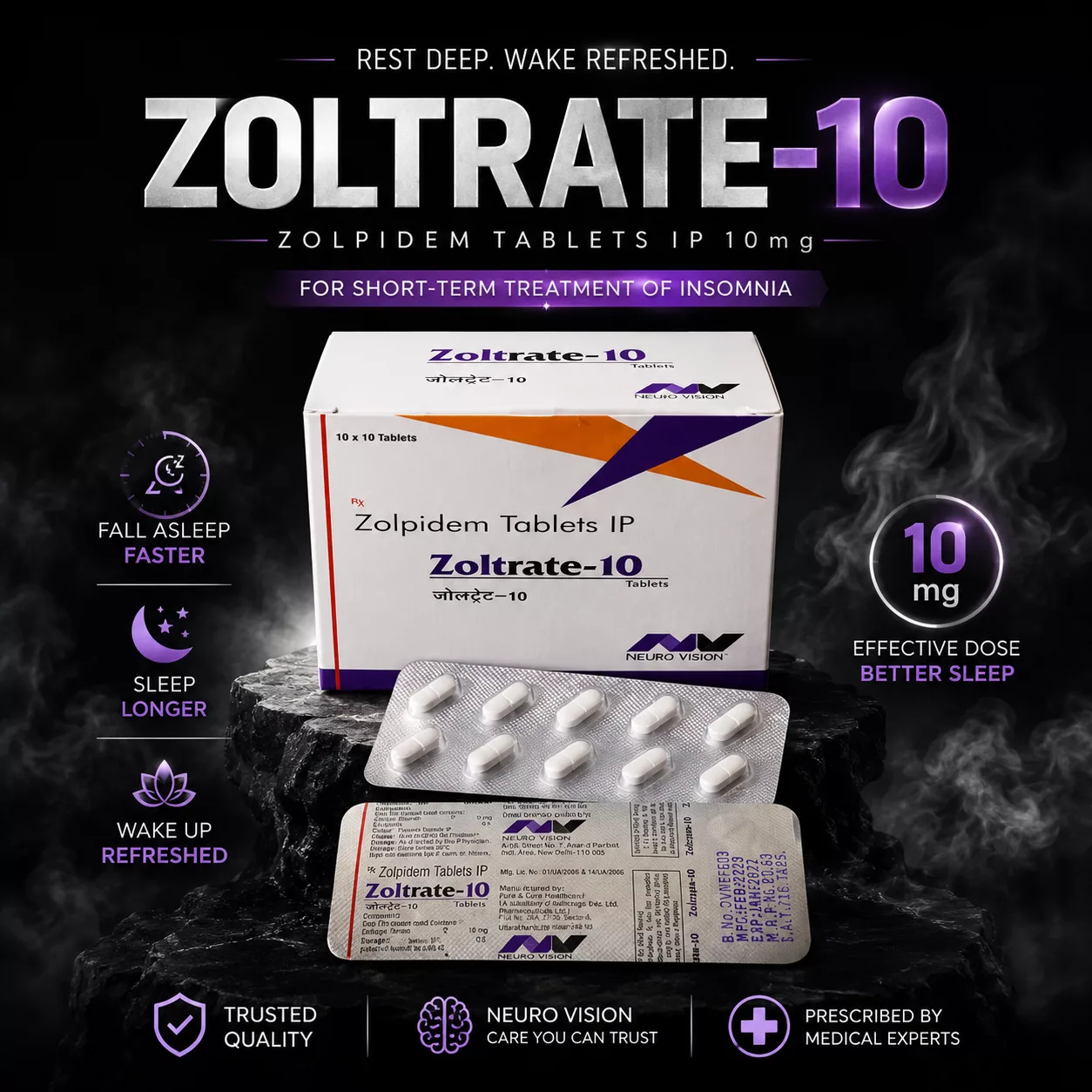 Zolpidem 10mg x 30 Tabs / Zoltrate 10 Zolpidem Tablets
