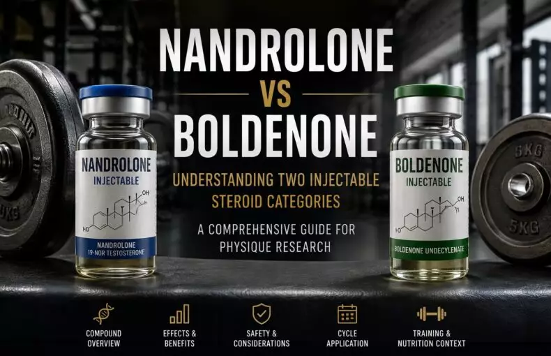 Athletic gym scene representing a comparison between nandrolone and boldenone injectable steroid categories